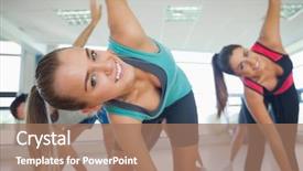  Presentation with exercise class - Presentation theme consisting of ebooking - creative office bright table with background and a light gray colored foreground