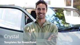  Presentation with pesticide - Audience pleasing PPT theme consisting of arms crossed while standing backdrop and a gray colored foreground