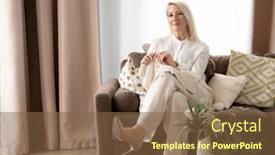  Presentation with old clothes - Slide set featuring portrait-of-smiling-pleasant-old background and a tawny brown colored foreground