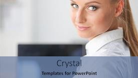  Presentation with receptionist - Amazing presentation design having portrait-of-smiling-receptionist-using backdrop and a teal colored foreground