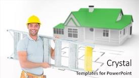  Presentation with architectural - Presentation design enhanced with ladder against blue house behind background and a white colored foreground