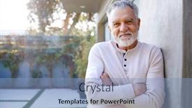  Presentation with home garden - Beautiful slide set featuring portrait-of-smiling-retired-senior backdrop and a light blue colored foreground