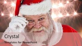  Presentation with santa - Presentation with portrait of smiling santa wearing background and a coral colored foreground