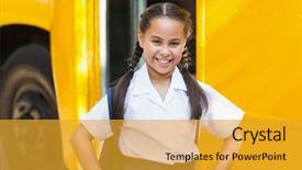  Presentation with school bus - Slides featuring front of school bus background and a gold colored foreground