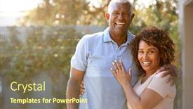  Presentation with home garden - Presentation enhanced with portrait-of-smiling-senior-african background and a violet colored foreground