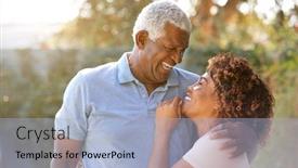  Presentation with home garden - Amazing presentation theme having portrait-of-smiling-senior-african backdrop and a light blue colored foreground