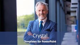  Presentation with modern building - Presentation theme with portrait-of-smiling-senior-businessman background and a ocean colored foreground