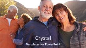  Presentation with walking together - PPT layouts consisting of portrait-of-smiling-senior-friends background and a tawny brown colored foreground