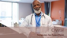  Presentation with cancer - Presentation design enhanced with portrait-of-smiling-senior-male background and a coral colored foreground