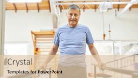  Presentation with ramp - Slide set enhanced with portrait-of-smiling-senior-man background and a lemonade colored foreground