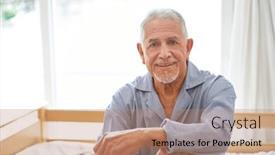  Presentation with retirement - PPT layouts enhanced with portrait-of-smiling-senior-man background and a coral colored foreground