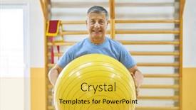 Presentation with senior fitness - Presentation featuring portrait-of-smiling-senior-man background and a yellow colored foreground