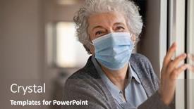  Presentation with elderly home - Slides having portrait-of-smiling-senior-woman background and a gray colored foreground