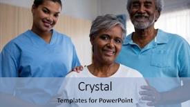  Presentation with retirement - Amazing PPT layouts having community nursing patient - portrait of smiling seniors backdrop and a light blue colored foreground