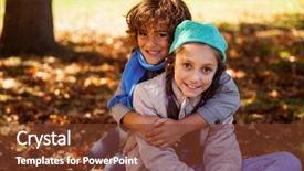  Presentation with siblings - Amazing slides having portrait of smiling siblings embracing backdrop and a  colored foreground