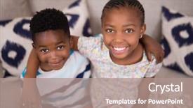  Presentation with siblings - Amazing theme having portrait of smiling siblings sitting backdrop and a  colored foreground