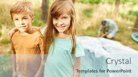  Presentation with sister - Slide set consisting of portrait-of-smiling-sister background and a  colored foreground