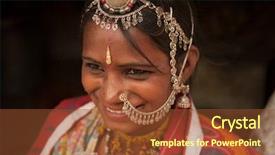  Presentation with village india - Presentation theme with portrait of smiling traditional india background and a tawny brown colored foreground