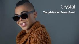  Presentation with transgender - PPT theme having transgenero - portrait of smiling transgender woman background and a dark gray colored foreground