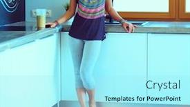  Presentation with wellness - Cool new presentation theme with portrait-of-smiling-woman-holding backdrop and a arctic colored foreground