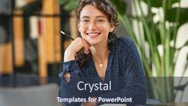  Presentation with university library - Beautiful PPT theme featuring portrait-of-smiling-woman-wearing backdrop and a tawny brown colored foreground