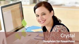  Presentation with working of lung - Beautiful slides featuring portrait of smiling woman working backdrop and a  colored foreground