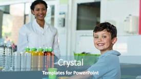  Presentation with canteen - Colorful PPT theme enhanced with portrait of smiling woman with schoolboy standing at canteen counter backdrop and a teal colored foreground