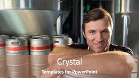  Presentation with wind energy close up portrait - PPT theme enhanced with portrait of smiling worker lean background and a coral colored foreground