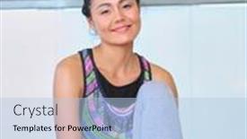  Presentation with yoga - Presentation theme enhanced with portrait-of-smiling-yoga-woman background and a light blue colored foreground