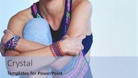  Presentation with yoga - Presentation design enhanced with portrait-of-smiling-yoga-woman background and a light blue colored foreground