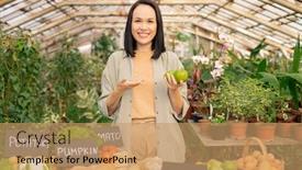  Presentation with eat - PPT layouts enhanced with portrait-of-smiling-young-asian background and a coral colored foreground