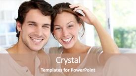  Presentation with broken home upset couple - Slides consisting of portrait of smiling young couple background and a coral colored foreground