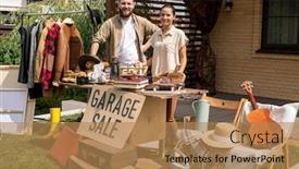  Presentation with couple - Presentation design with portrait-of-smiling-young-couple background and a coral colored foreground