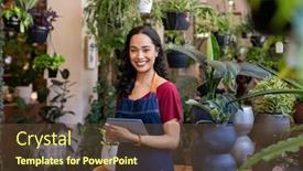  Presentation with entrepreneur - Theme having portrait-of-smiling-young-latin background and a tawny brown colored foreground