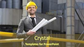  Presentation with architect - Presentation theme having portrait of smiling young male background and a tawny brown colored foreground