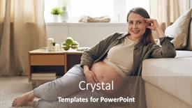  Presentation with pregnant woman - PPT theme enhanced with portrait-of-smiling-young-pregnant background and a violet colored foreground