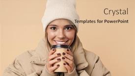  Presentation with winter - Theme featuring portrait-of-smiling-young-woman background and a lemonade colored foreground