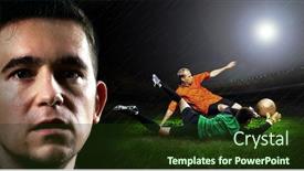  Presentation with soccer field - Slides with portrait-of-soccer-player background and a tawny brown colored foreground