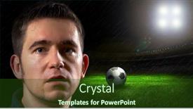  Presentation with soccer field - PPT theme enhanced with portrait-of-soccer-player background and a tawny brown colored foreground