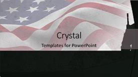  Presentation with patriotic saluting - Audience pleasing slides consisting of portrait of soldier holding rifle backdrop and a light gray colored foreground