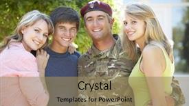  Presentation with military family - Beautiful slide set featuring portrait of soldier returning home backdrop and a coral colored foreground