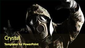  Presentation with jungle - Presentation theme having soldier with jungle camouflage background and a wine colored foreground