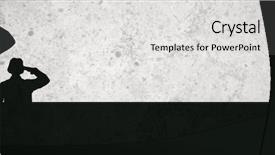  Presentation with patriotic saluting - Theme featuring portrait of soldier with rifle background and a light gray colored foreground