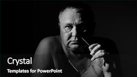  Presentation with old man - Amazing PPT layouts having portrait of sorrow old man backdrop and a  colored foreground