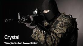  Presentation with force - PPT theme featuring portrait of special force soldier background and a black colored foreground