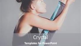  Presentation with exercise sport - Beautiful slide deck featuring portrait of sport girl doing yoga stretching exercise backdrop and a gray colored foreground
