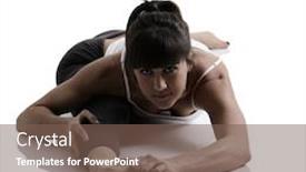  Presentation with exercise sport - PPT theme having portrait of sport girl doing yoga stretching yoga exercise studio shot in silhouette technique over white background and a violet colored foreground