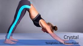  Presentation with exercise sport - Colorful PPT layouts enhanced with sport girl doing yoga stretching backdrop and a teal colored foreground
