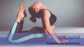  Presentation with exercise sport - PPT theme with portrait-of-sport-girl-doing background and a ocean colored foreground