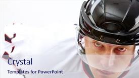  Presentation with hockey - Colorful theme enhanced with portrait of sportsman in hockey backdrop and a sky blue colored foreground